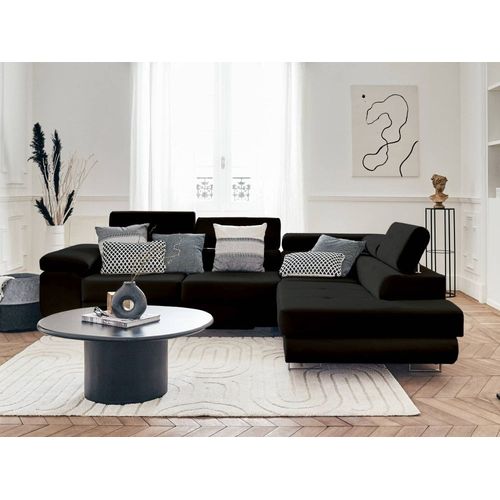 Canapé D'angle Droit Convertible 5 Places En Velours Noir