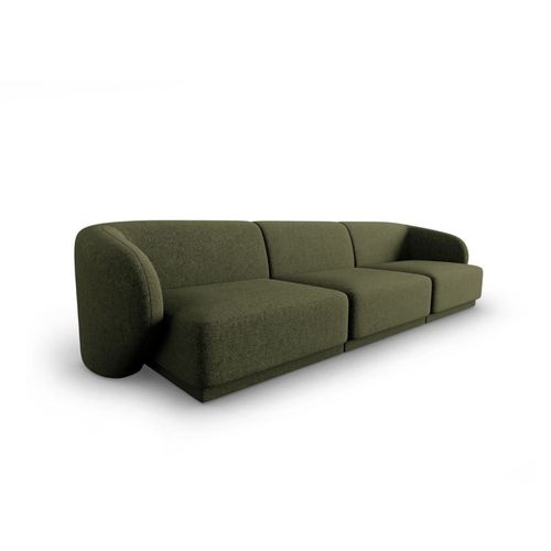Canapé Modulable 3 Places En Tissu Chenille Vert Chiné