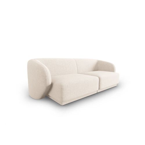 Canapé Modulable 2 Places En Tissu Chenille Beige Clair