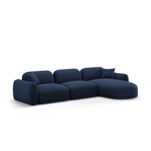 Canapé D'angle Droit Modulable 4 Places En Velours Bleu Foncé