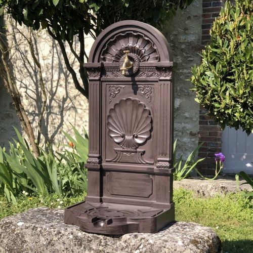Fontaine De Jardin Extérieur En Fonte Aluminium Marron 42 X 32 X 84cm