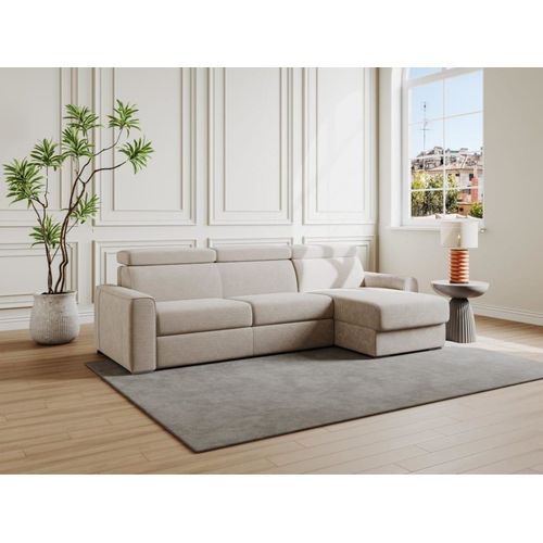Canapé D'angle Velours 5 Places Beige