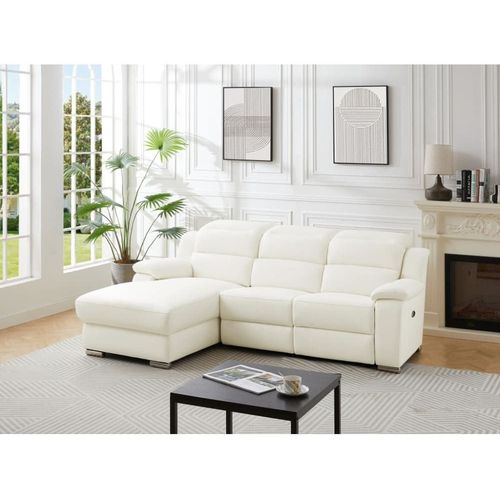 Canapé D'angle Cuir 4 Places Blanc