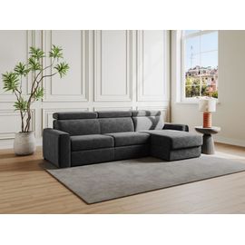 Canapé D'angle Velours 5 Places Gris Anthracite