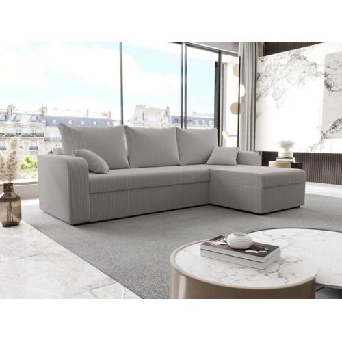 Canapé D'angle Velours 4 Places Gris Clair