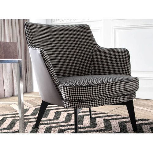 Fauteuil Tissu Pied Poule Brun Et Noir