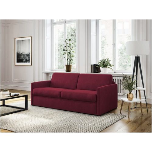 Canapé Convertible Express 3 Places En Tissu Bordeaux - 140x190cm