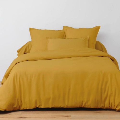 Drap Housse Coton Jaune 160x200 Bonnet 30 Cm