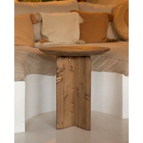 Table D'appoint En Bois De Sapin Vieilli 50x45cm