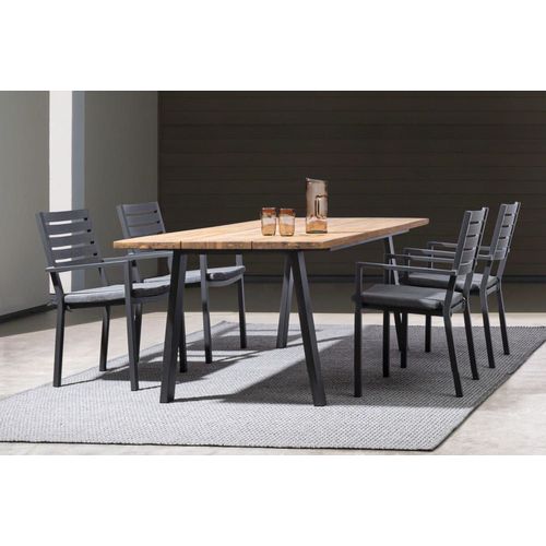 Table De Jardin Rectangulaire En Métal Et Bois L160 Anthracite