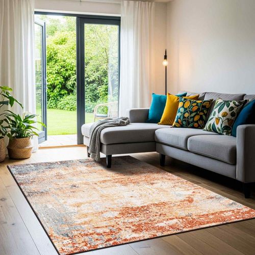 Tapis Abstrait Moderne Orange/Bleu 200x275