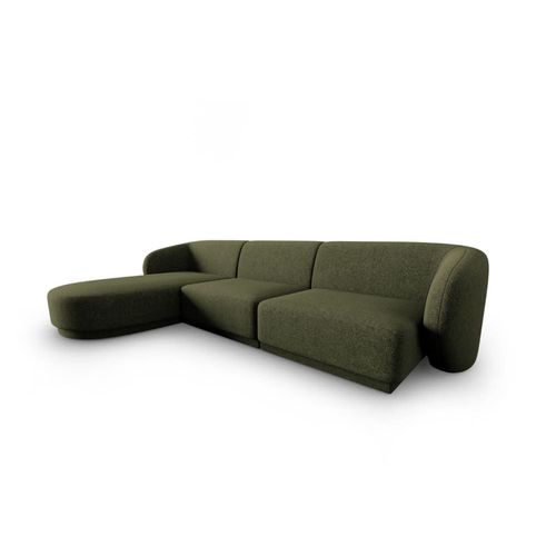 Canapé D'angle Gauche Modulable 4 Places En Tissu Chenille Vert Chiné