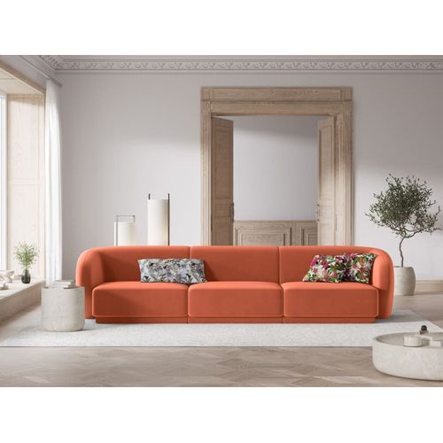 Canapé Modulable 3 Places En Velours Jaune