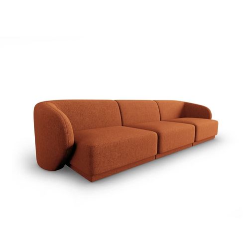 Canapé Modulable 3 Places En Tissu Chenille Terracotta