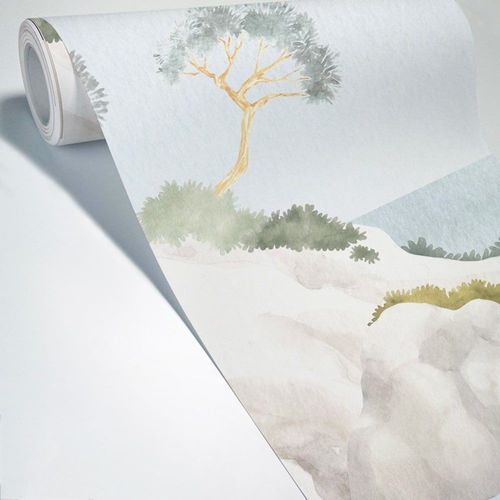 Papier peint panoramique - 7 lés : 336x270cm - Vert et Bleu - 99DECO