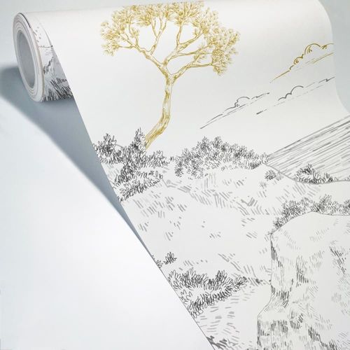 Papier peint panoramique - 7 lés : 336x270cm - Doré - 99DECO