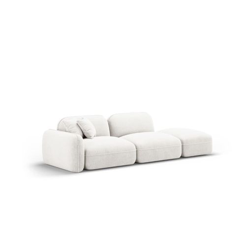 Canapé Modulable Droit 3 Places En Velours Ivoire