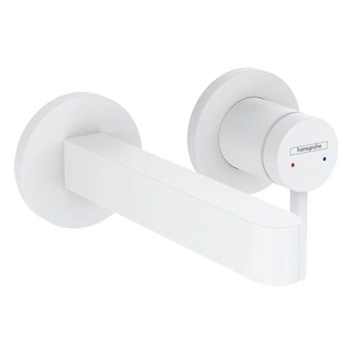 Hansgrohe - Mitigeur lavabo mural HANSGROHE Finoris 165 mm + bonde Ã  Ã©coulement libre Blanc mat  - Blanc