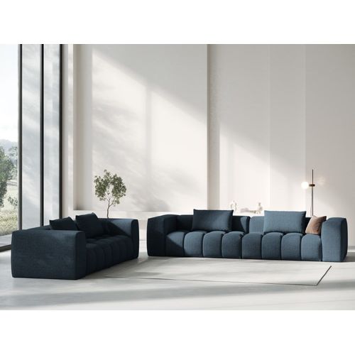 Canapé Modulable 5 Places En Tissu Structurel Bleu Foncé