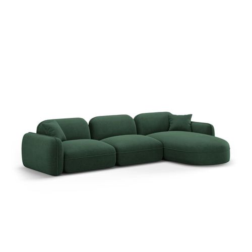 Canapé D'angle Droit Modulable 4 Places En Velours Vert