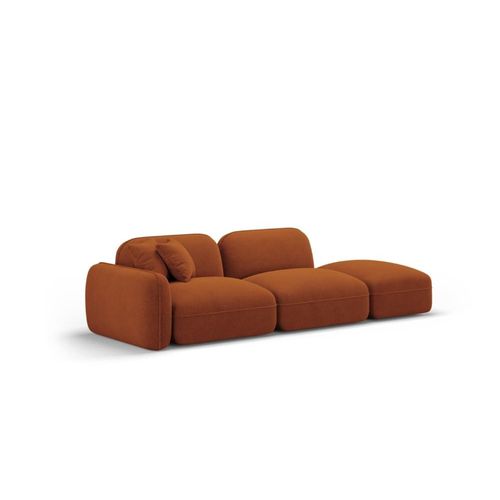 Canapé Modulable Droit 3 Places En Velours Terracotta
