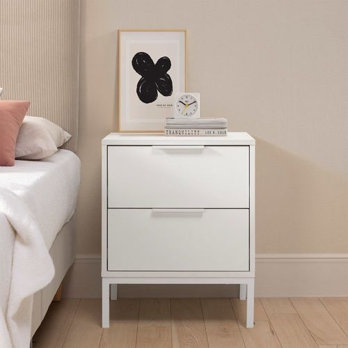 Table De Chevet 2 Tiroirs Couleur Blanc