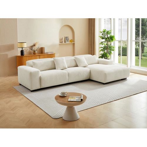 Canapé D'angle Velours 6 Places Beige