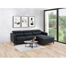 Canapé D'angle Cuir 4 Places Noir