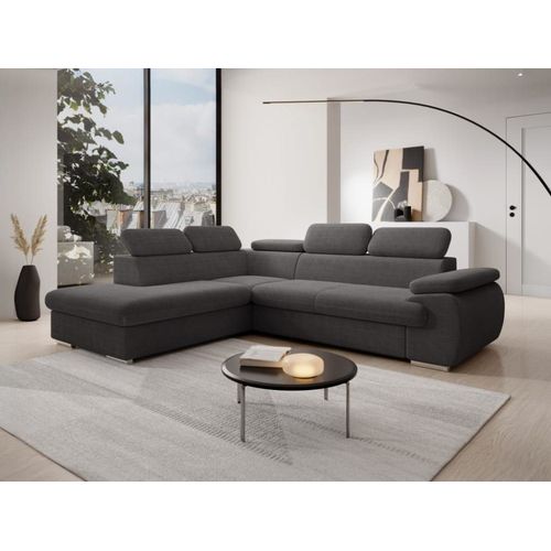 Canapé D'angle Velours 5 Places Gris Anthracite