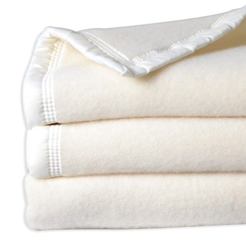 Couverture Laine Woolmark Double Face Naturel 180x240 Cm