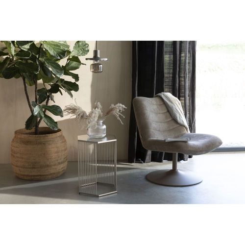 Fauteuil Lounge En Velours Doux Beige