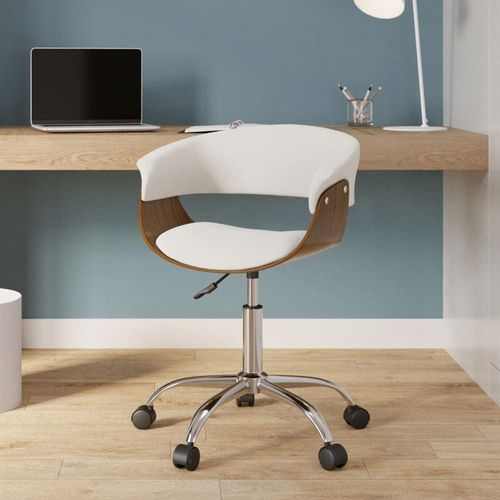 Chaise De Bureau Pivotante En Bois Et Pu Blanc