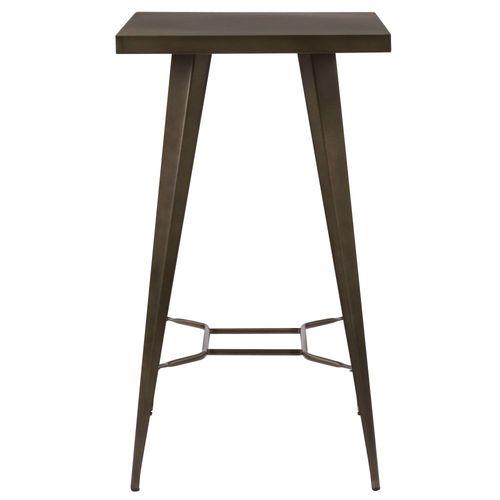 Table De Bar Carrée 2 Personnes En Métal Gris Métallisé 60 Cm