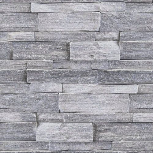 Papier peint intissé mur d'ardoises vinyle grainé gris 1005x52cm