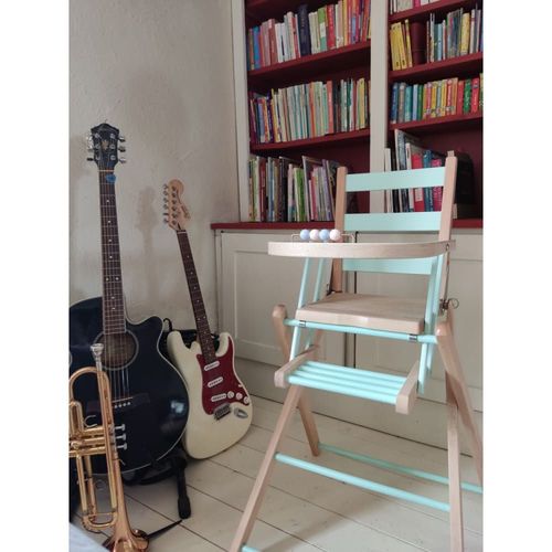 Chaise Haute Extra-Pliante Hybride Bicolore Vert D'eau
