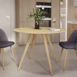 Table Ronde 4 Personnes En Bois Clair Naturel D105 Cm