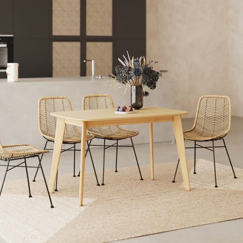 Table Rectangulaire 4 Personnes En Bois Clair 120 Cm