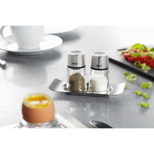 Ensemble Salière Et Poivrière En Verre Argent