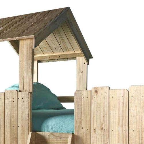 Lit Cabane Mi-Hauteur Bois Massif 90x190 Cm