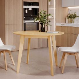 Table Ronde 4 Personnes En Bois Clair D100 Cm