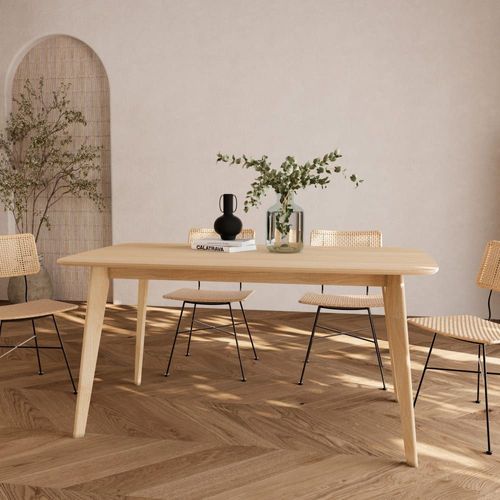 Table Rectangulaire 6 Personnes En Bois Clair 150 Cm