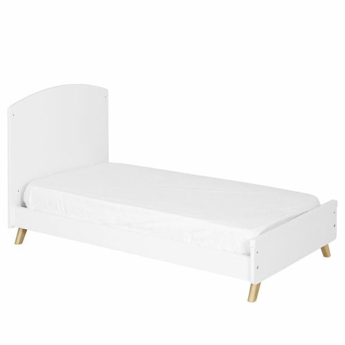 Pack Lit Bébé Évolutif Avec Matelas Blanc Et Noisette 70x140 Cm