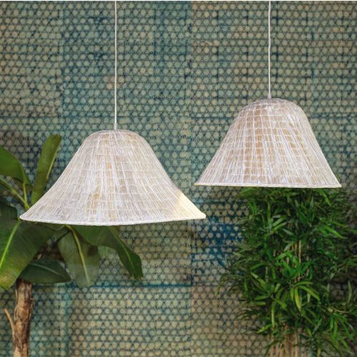 Suspension En Feuilles De Palmier Blanche 55cm