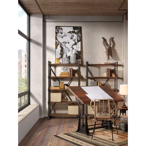 Table En Bois Marron Et Métal Noir L 130 Cm