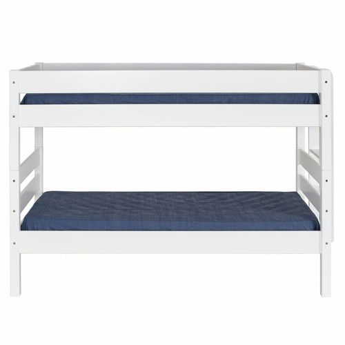 Pack Lit Superposé Bas Avec 2 Matelas Bois Massif Blanc 90x190 Cm