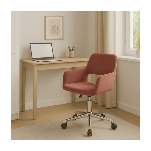 Fauteuil De Bureau En Velours Ajustable - Rose