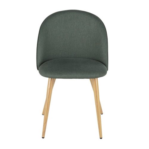 Chaise Vintage En Tissu Recyclé Vert Et Acier Imitation Chêne