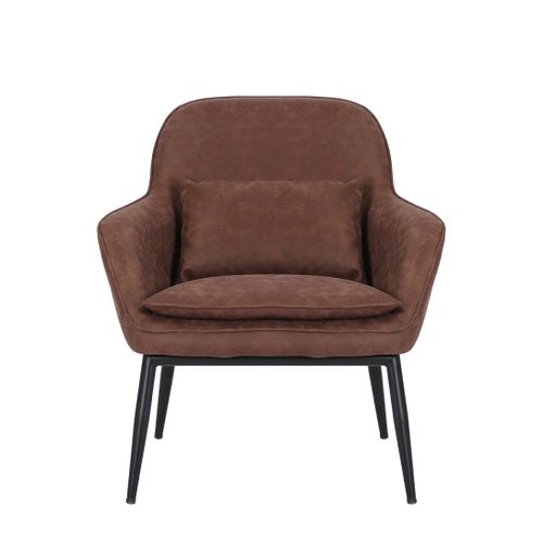 Fauteuil En Métal Noir Et Similicuir Marron