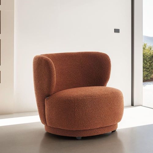 Fauteuil En Tissu Bouclette Rouille