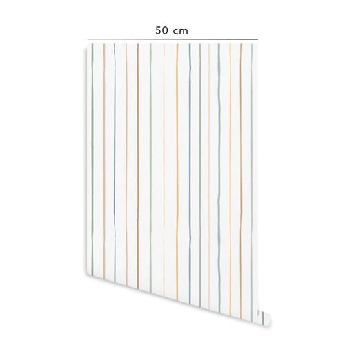 Papier peint vinyle adhésif rayures colorées multicolore 50x300 cm